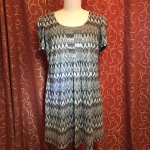 Jacquard Print Moss Green & Brown Weave Dress